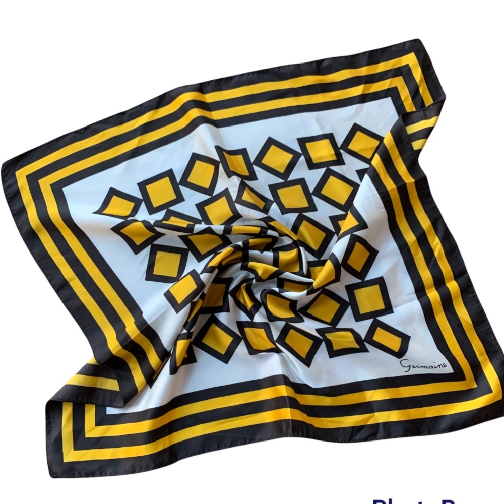Vintage 70’s Germaine Geometric Print Square Scarf. Bandana
